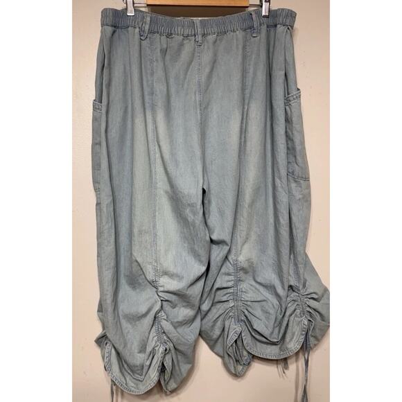 Free People Jeans Women’s Size Large Lily Fields Cinch Wide-Leg Zip Button - Picture 7 of 9